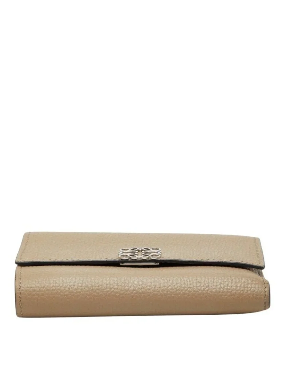 Loewe Anagram Vertical Small Wallet Trifold Beige Leather